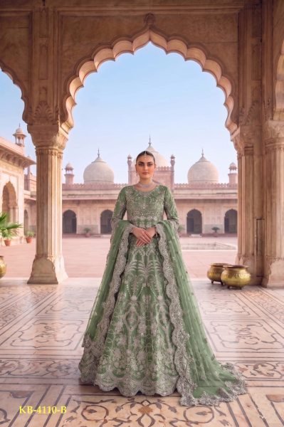 Irresistible Green Designer Heavy Embroidery Bridal Gown with Dupatta Anarakali Gown Wholesale