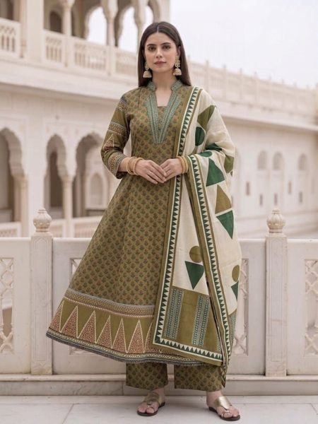 Irresistible Green Rayon Slub Kurti Set with Printed Muslin Cotton Dupatta for Manufacturer  