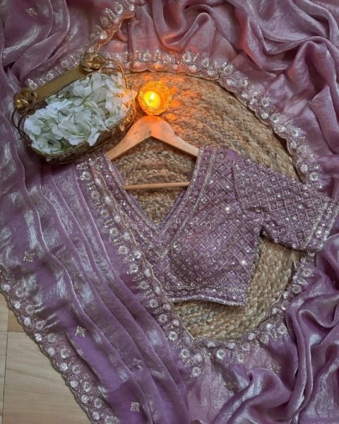 Irresistible Lavender Fancy Designer Saree for Festive and Reception Wear Designer Wedding Sarees Wholesale
