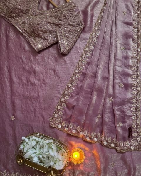 Irresistible Lavender Fancy Designer Saree for Festive and Reception Wear Designer Wedding Sarees Wholesale