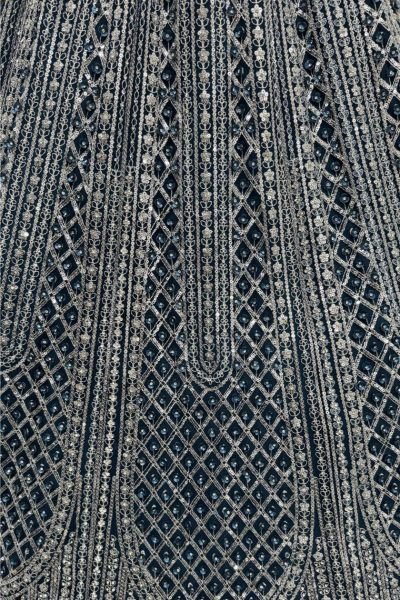 Irresistible Navy Blue Net Lehenga with Silver Embroidery for Wedding Wear Bridal Lehenga Choli