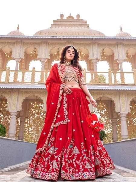 Irresistible Red Vichitra Lehenga Set with Sequence Work and Dupatta for Women  Lehenga