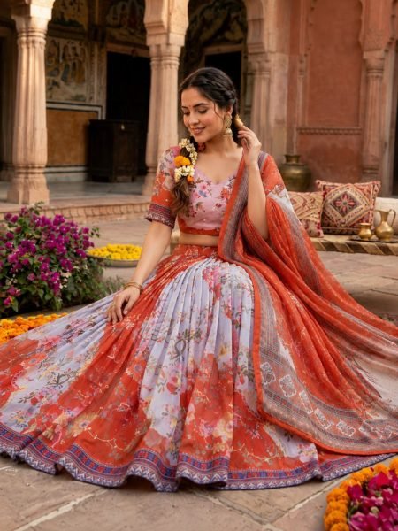 Irresistible Red Women's Tabby Silk Lehenga Choli with Can-Can Flair and Canvas Stitching Designer Lehenga Choli