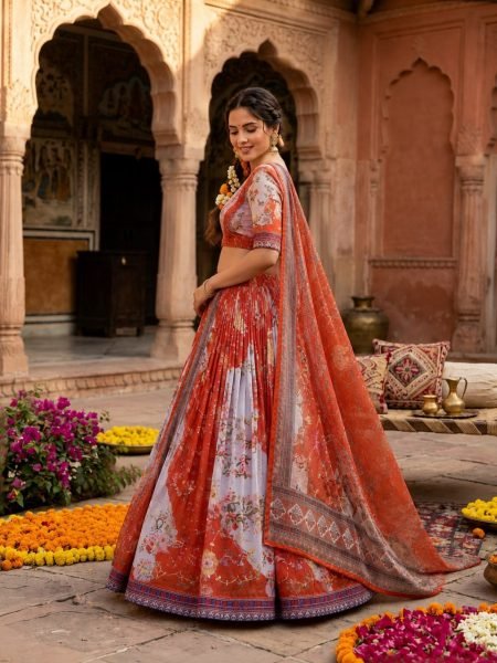 Irresistible Red Women's Tabby Silk Lehenga Choli with Can-Can Flair and Canvas Stitching Designer Lehenga Choli