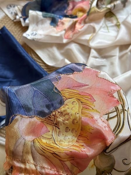 Irresistible White Chinon Aari Work Saree with Premium Digital Floral Print for Festive Wear Printed Cotton Sarees Wholesale