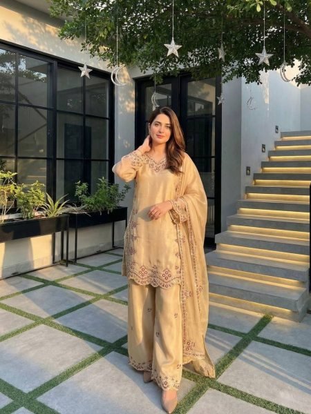 Ivory Gold Party Wear Palazzo Set with Heavy Embroidery At Manufacturer Rate  