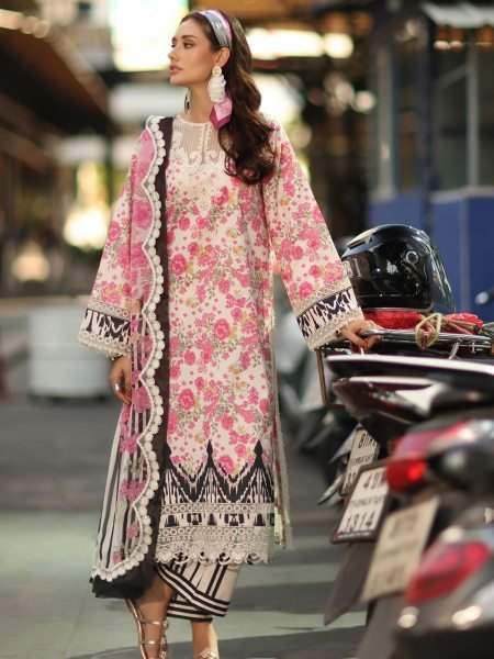 Ivory Zaria Noor Najakat Pakistani Lawn Suit Collection with Premium Printed Lawn Fabric Salwar Kameez