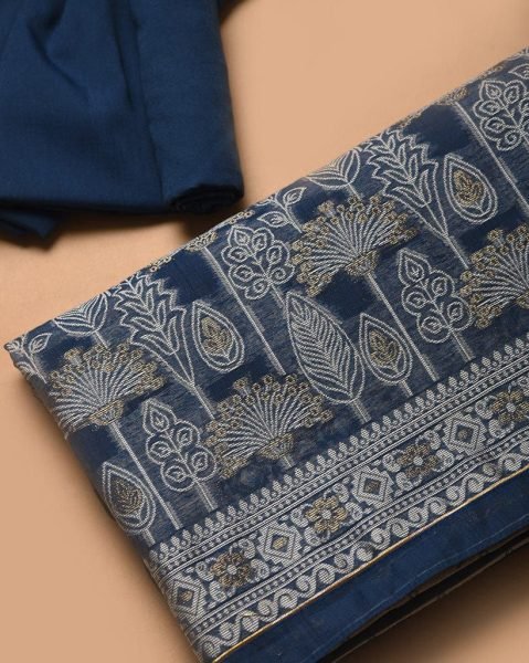 Jamdani Soft Cotton Unstitched Suit Set with Fancy Border Dupatta And Running Bottom At Wholesale Rates Cotton Dress Material