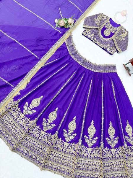 Janhvi Kapoor wears Purple Vichitra Silk Lehenga Choli with Coding Dori Work Designer Lehenga Choli