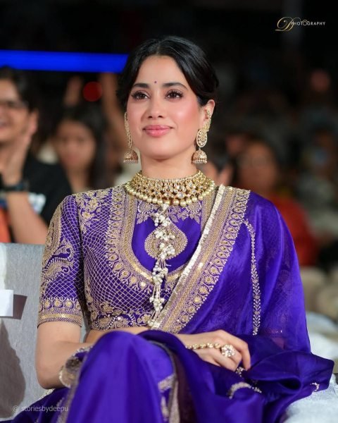 Janhvi Kapoor wears Purple Vichitra Silk Lehenga Choli with Coding Dori Work Designer Lehenga Choli
