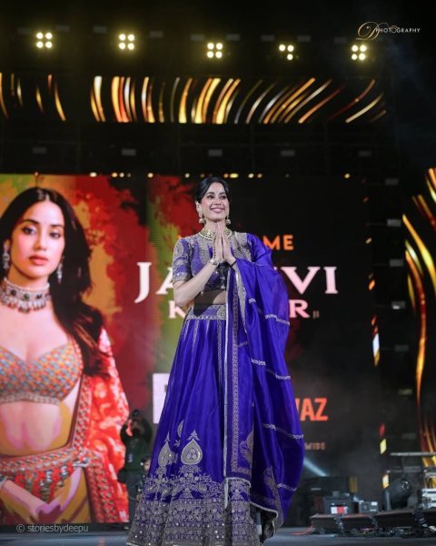 Janhvi Kapoor wears Purple Vichitra Silk Lehenga Choli with Coding Dori Work Designer Lehenga Choli