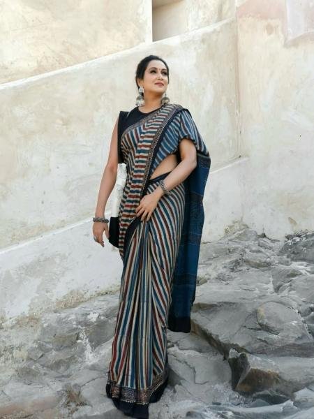 Japan Satin Silk Saree With Ajrakh Rich Pallu and Printed Border at Wholesale Rate Sarees 