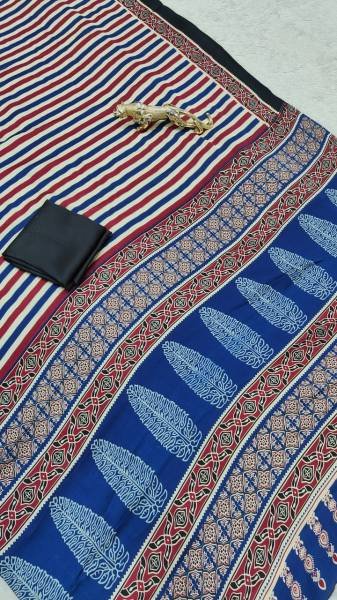 Japan Satin Silk Saree With Ajrakh Rich Pallu and Printed Border at Wholesale Rate Silk Sarees Wholesale