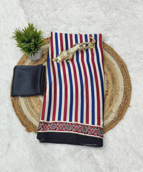 Japan Satin Silk Saree With Ajrakh Rich Pallu and Printed Border at Wholesale Rate Silk Sarees Wholesale