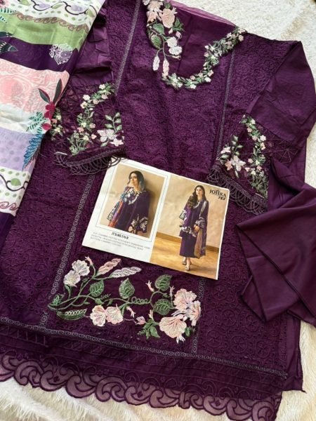 Johra Tex 176B Cambric Cotton Embroidered Suit with Maslin Dupatta for Retailers at Wholesale Rate Cotton Salwar Kameez Wholesale