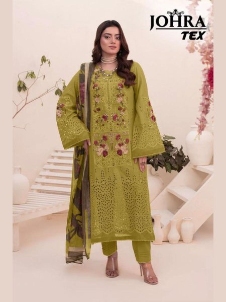 Johra Tex Chikankari Embroidered Cotton Suit Set for Summer Wear at Manufacturer Rates Embroidery Suits Wholesale
