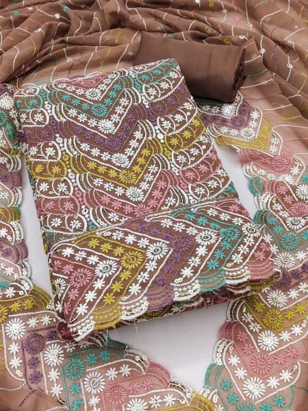 Jorjat Dress Fabric with Pastel Embroidery – Must-Have Look Dress Material 