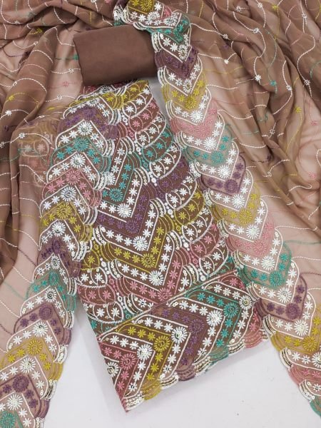 Jorjat Dress Fabric with Pastel Embroidery – Must-Have Look Color Set Matching Dress Material Wholesale