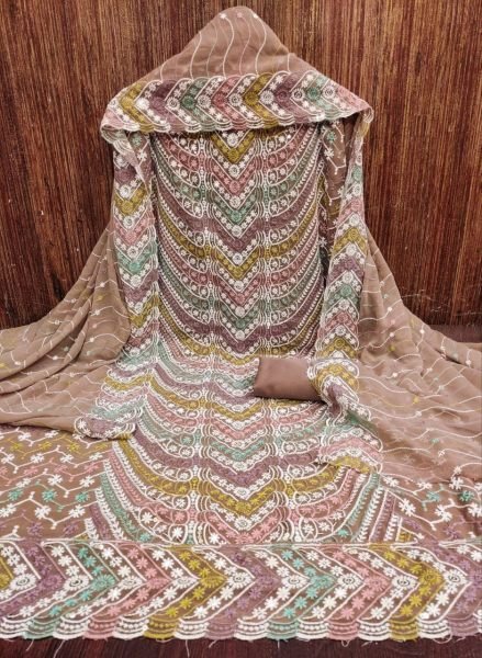 Jorjat Dress Fabric with Pastel Embroidery – Must-Have Look Color Set Matching Dress Material Wholesale
