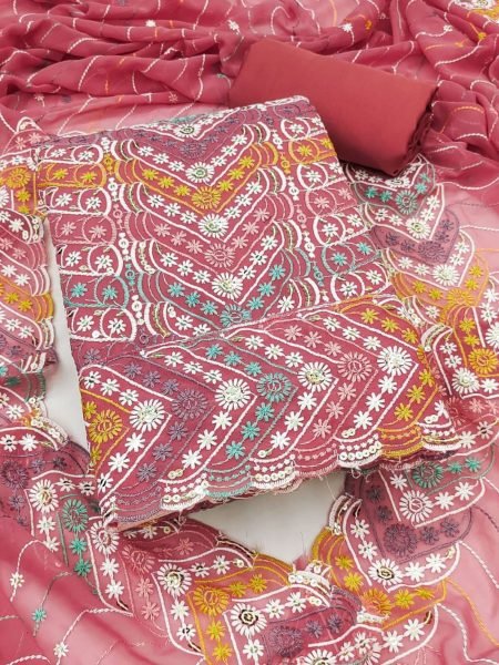 Jorjat Suit Material with Heavy Siffly Work     Festive Favorite Dress Material 