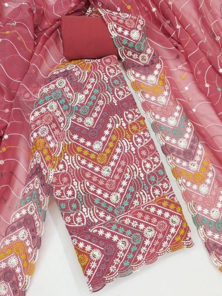 Jorjat Suit Material with Heavy Siffly Work     Festive Favorite Color Set Matching Dress Material Wholesale