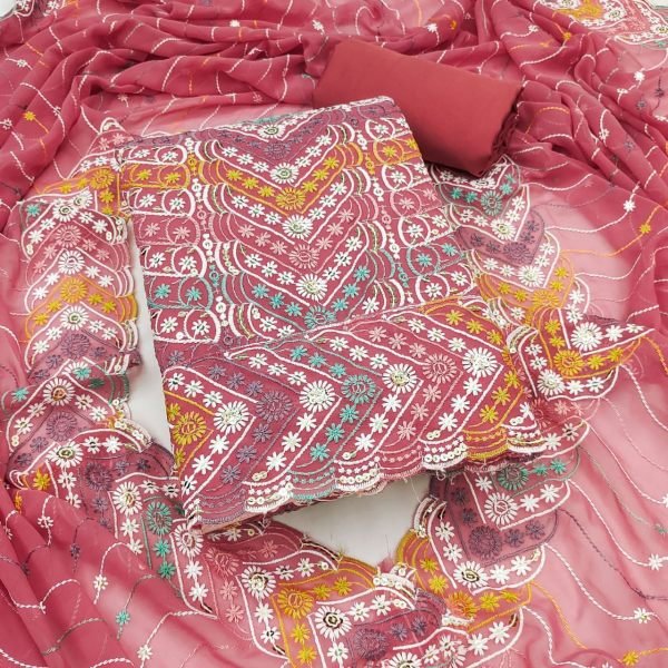 Jorjat Suit Material with Heavy Siffly Work     Festive Favorite Color Set Matching Dress Material Wholesale
