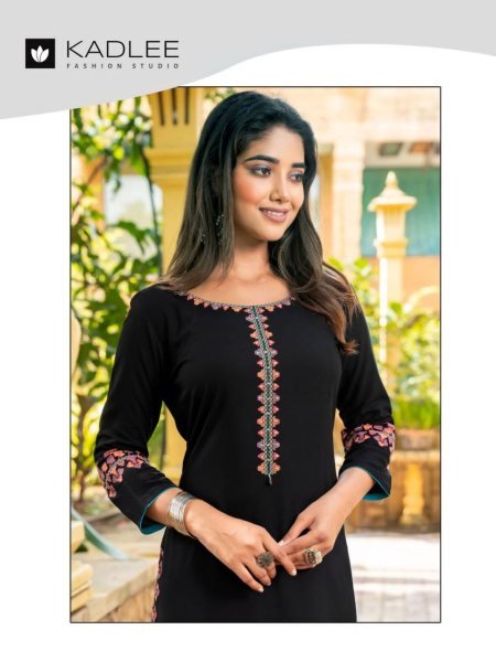 Kadlee Chanchal Wholesale Heavy Reyon Embroidery Long Kurtis Catalog Full Set Kurti