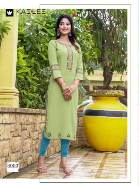 Kadlee Chanchal Wholesale Heavy Reyon Embroidery Long Kurtis Catalog Full Set Kurti