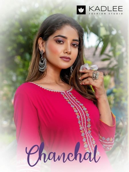 Kadlee Chanchal Wholesale Heavy Reyon Embroidery Long Kurtis Catalog Full Set Kurti