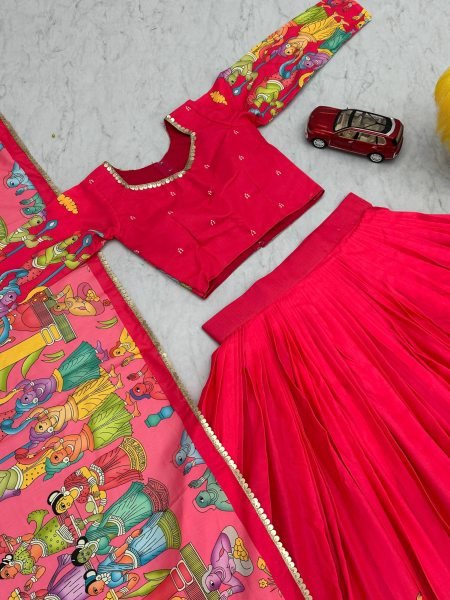 Kalamkari Cotton Lehenga Choli with Flared Lehenga and Dupatta for Celebrations Designer Lehenga Choli