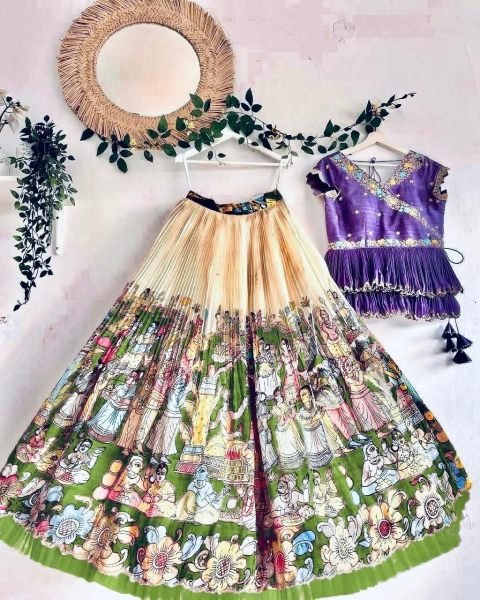 Kalamkari Printed Kids Lehenga Choli Set  Girls Wear