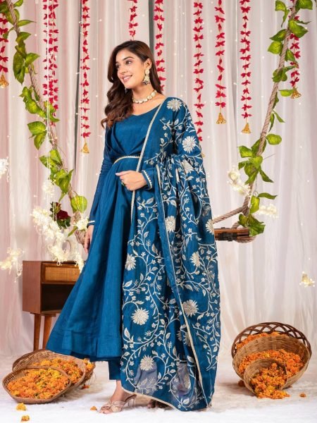Kali Anarkakali gown  Full Sleeves  padded side zippar  Dupatta  work Ready To Wear Collection