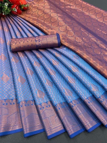 Kanjivaram Soft Silk Heavy Zari Wth Butta Work Saree Silk Sarees Wholesale
