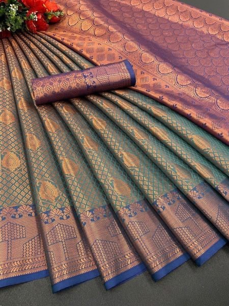Kanjivaram Soft Silk Heavy Zari Wth Butta Work Saree Silk Sarees Wholesale