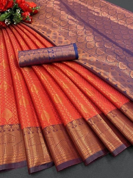 Kanjivaram Soft Silk Heavy Zari Wth Butta Work Saree Silk Sarees Wholesale