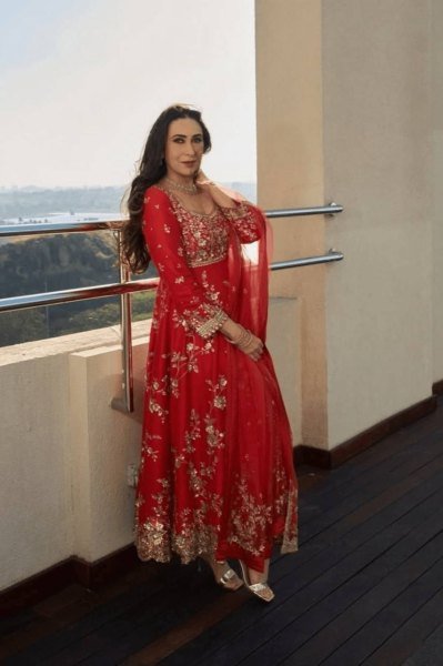 Karisma Kapoor Wearing a Anarkali Kurta Pant Dupatta Set Anarakali Gown Wholesale