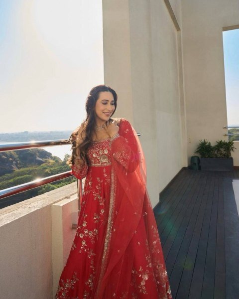 Karisma Kapoor Wearing a Anarkali Kurta Pant Dupatta Set Anarakali Gown Wholesale