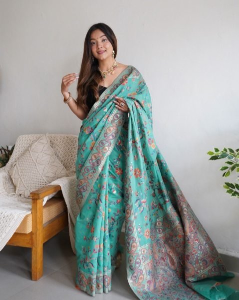 Kashmiri Pure Zari Weaving Saree Designer Wedding Sarees Wholesale