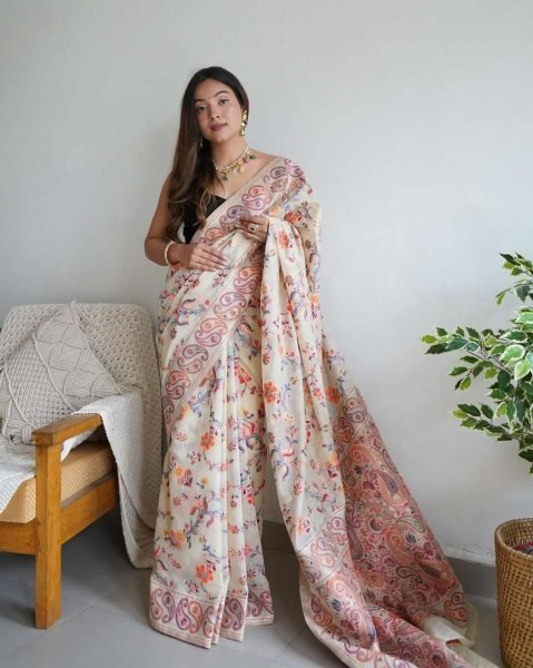 Kashmiri Pure Zari Weaving Saree Designer Wedding Sarees Wholesale