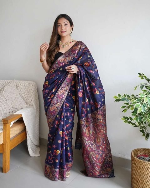 Kashmiri Pure Zari Weaving Saree Designer Wedding Sarees Wholesale