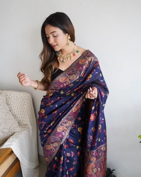 Kashmiri Pure Zari Weaving Saree Designer Wedding Sarees Wholesale