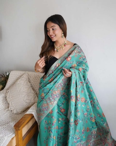 Kashmiri Pure Zari Weaving Saree Designer Wedding Sarees Wholesale