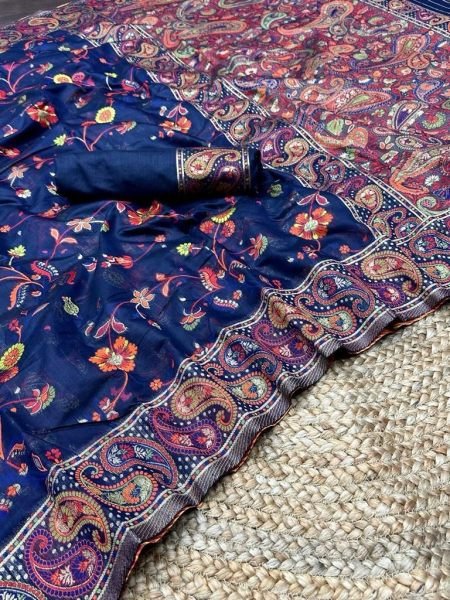 Kashmiri Pure Zari Weaving Saree Designer Wedding Sarees Wholesale