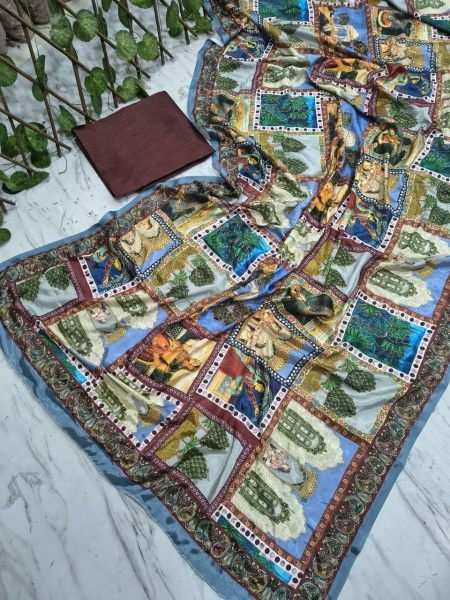 Katrina Kaif Wearing Multicolor Heritage Print Soft Silk Saree with Monumental Motifs Designer Wedding Sarees Wholesale