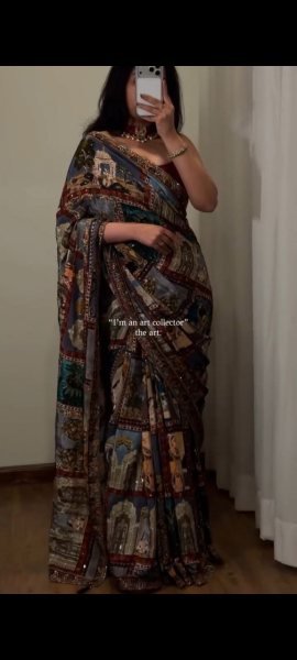 Katrina Kaif Wearing Multicolor Heritage Print Soft Silk Saree with Monumental Motifs Designer Wedding Sarees Wholesale