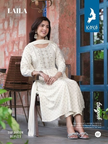 KAYA LAILA NYRA RAYON PRINT KURTI SET 3 Piece Kurti Set