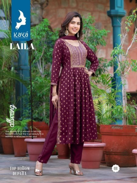 KAYA LAILA NYRA RAYON PRINT KURTI SET 3 Piece Kurti Set