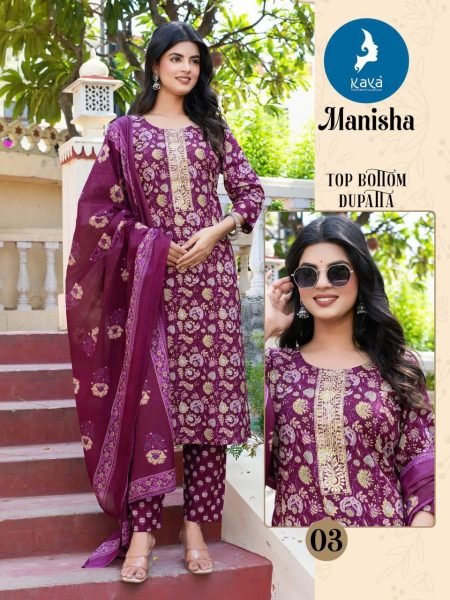 Kaya Manisha Readymade Cotton Suit Set 3PC Summer Wear Collection 6 Pcs Catalogue Full Set Kurti