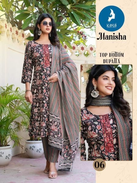 Kaya Manisha Readymade Cotton Suit Set 3PC Summer Wear Collection 6 Pcs Catalogue Full Set Kurti