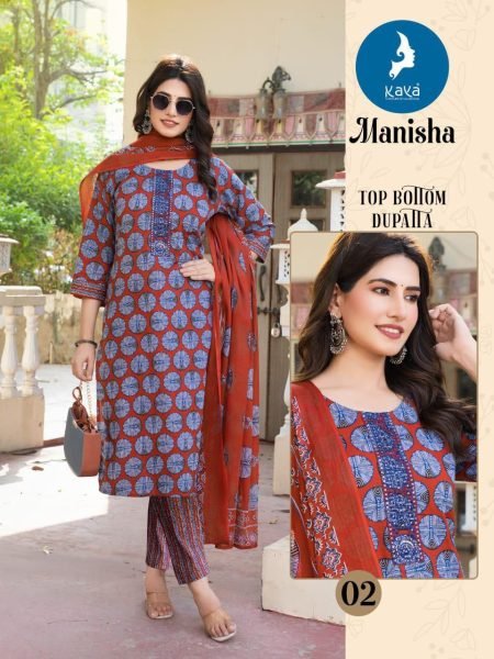 Kaya Manisha Readymade Cotton Suit Set 3PC Summer Wear Collection 6 Pcs Catalogue Full Set Kurti